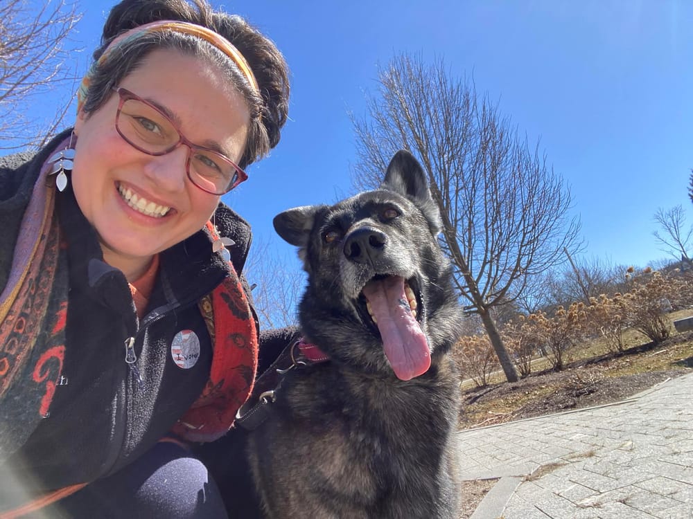Volunteer with dogs at Wags and Wiggles Rescue
